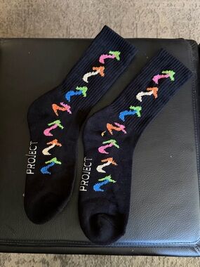 Parks Project Unisex Black Crew Socks with Multicolor Mushrooms